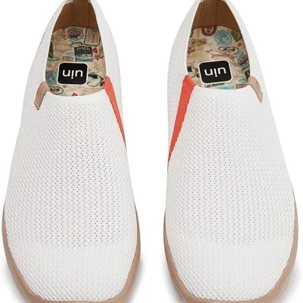 UIN Slip On Shoes Comfortable "Toledo Knitted Bright White"